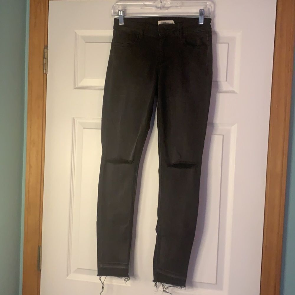 Cello‎ Black Distressed Skinny Jeans Frayed Cuffs Pants 3